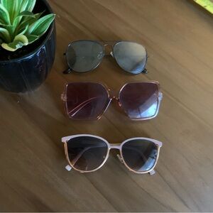 Stylish Women's Sunglasses Set - Black, Brown, Pink